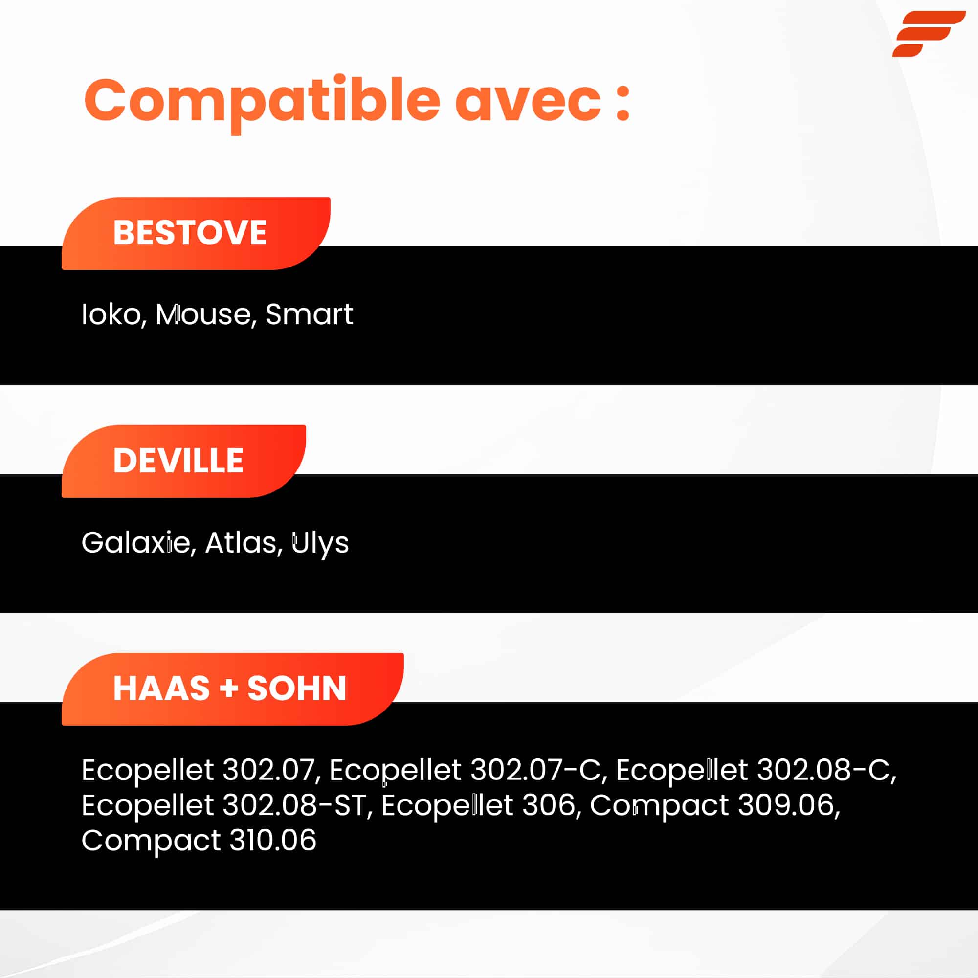 Visuel « Compatible avec » de la bougie céramique FIREHOFF PSX 7-240-B